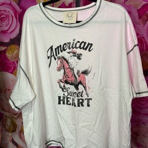 Fantastic Fawn White Graphic Tee with Horse Print